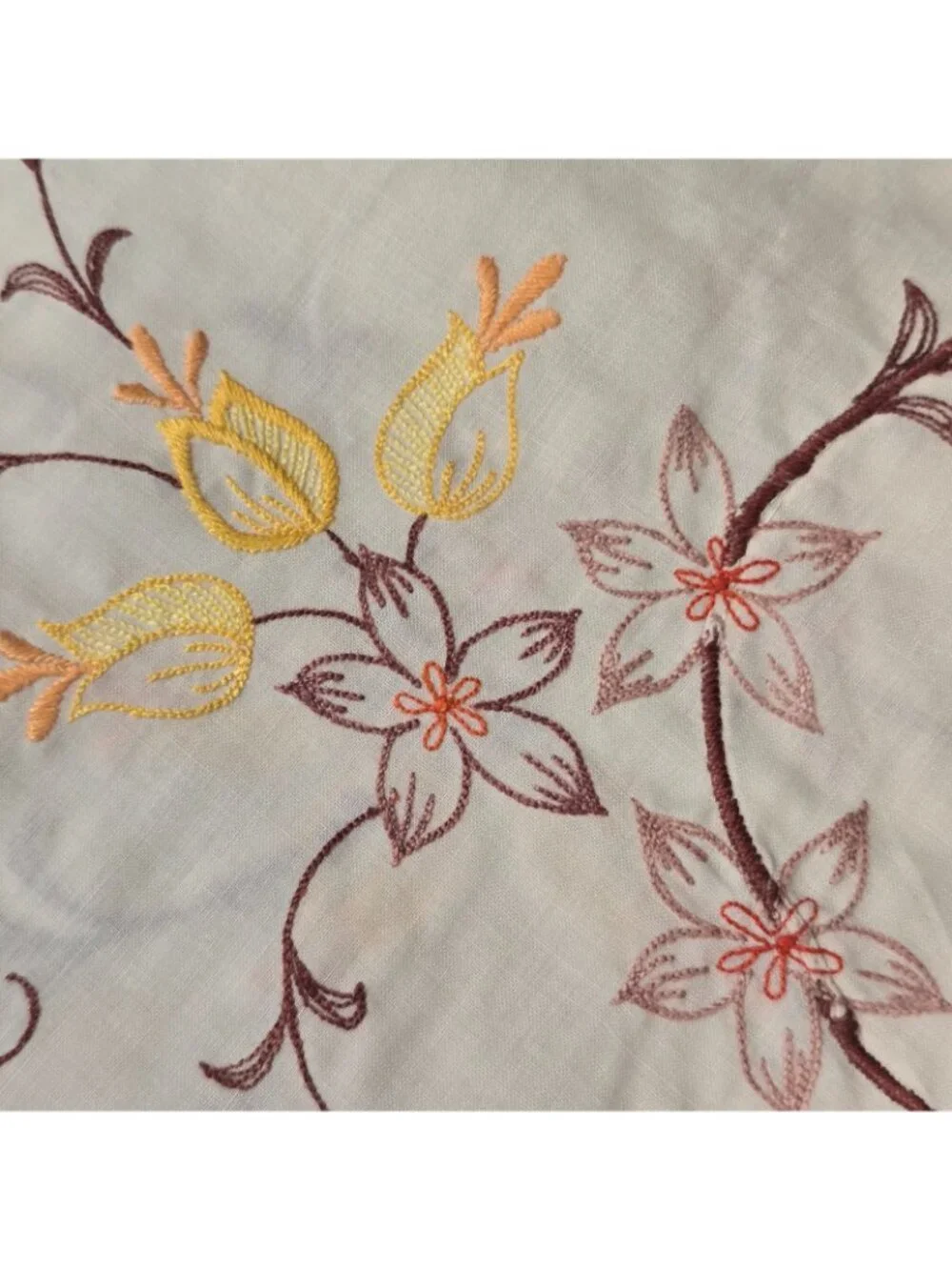 Vintage Hand Made Embroidered Tablecloth Napkins Set Floral 54